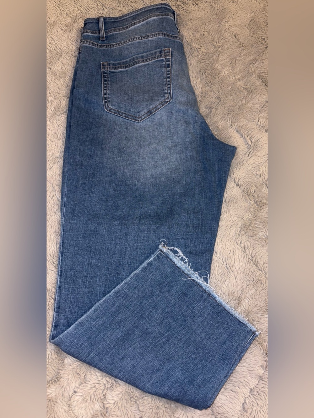 J. Jill medium wash High-Rise Straight-Leg Crop jeans Size 14 fringe trim
